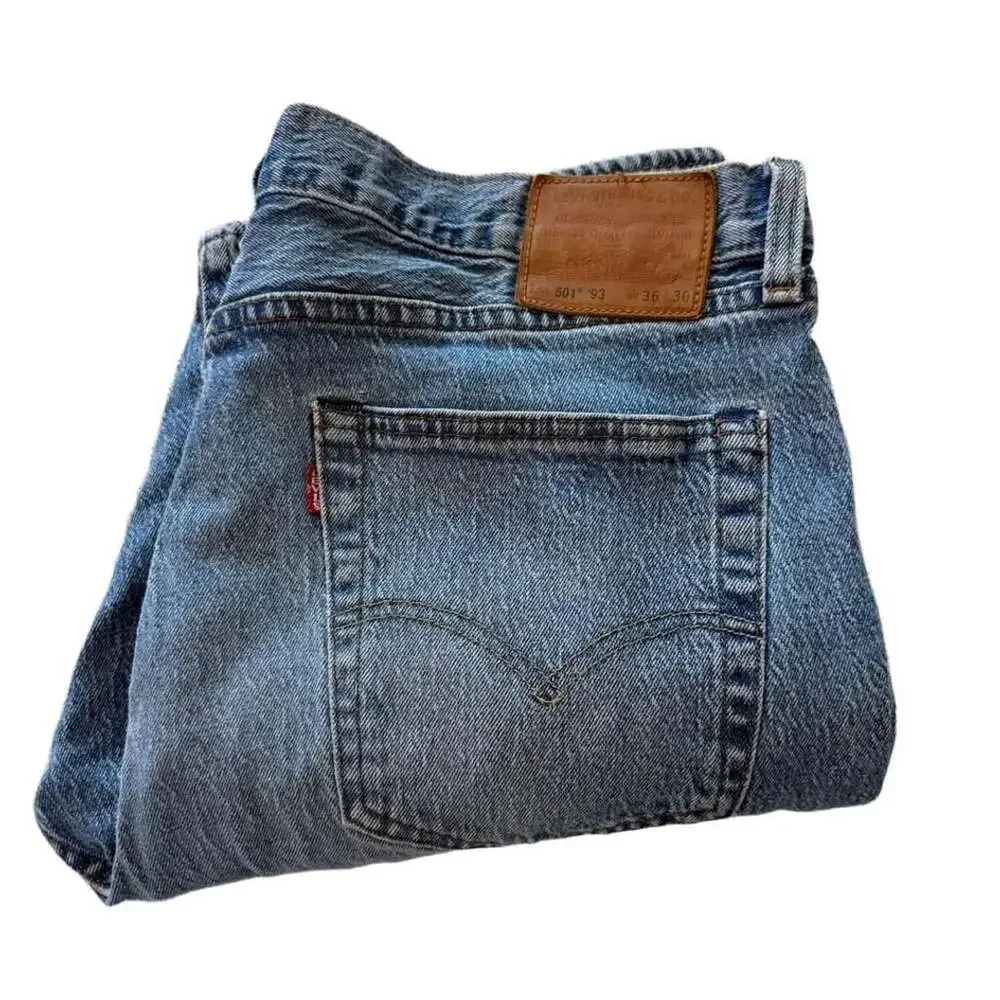 Levi's 501 '93 Size W36 L30 Blue Denim Button Fly Straight Jeans